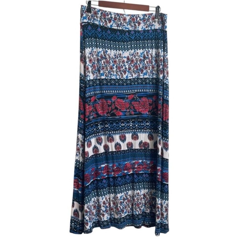 Cato Women Maxi A-line Skirt L Floral Stretch Comfort Boho Cottagecore Vacay